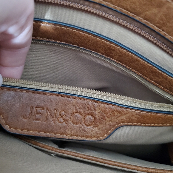 Jen & Co Western Boho Aztec Vegan Leather Crossbody  bag Brown turquoise pink - Picture 5 of 8